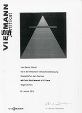 Viessmann Heizungen Zertifikat